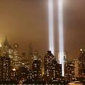 The Tribute in Lights transitions in the night sky on the skyline of lower Manhattan as the sixth anniversary of the attacks on the World Trade Center is observed in New York