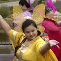 Members of the fat and cool dance group perform during a rehearsal in Nanjing