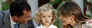 Spain's Crown Prince Felipe, Princess Letizia and their daughter Infanta Leonor pose at nursery in Madrid