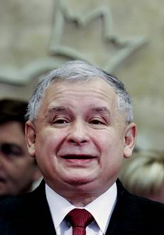 Polands Prime Minister Jaroslaw Kaczynski speaks to the media during a news conference at the PiS (Law and Justice) Party headquarters in Warsaw