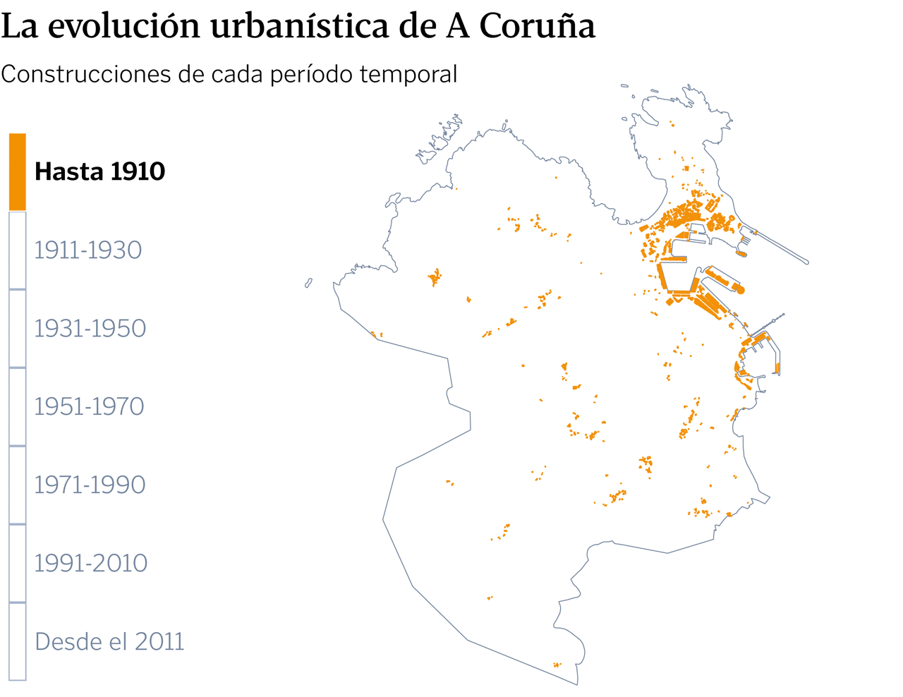 El crecimiento de las ciudades gallegas en el último siglo en gráficos  interactivos
